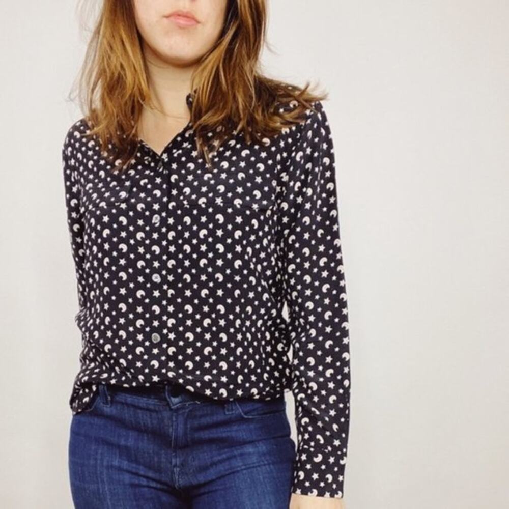 Equipment Signature Silk Moon & Star Button Down Blouse